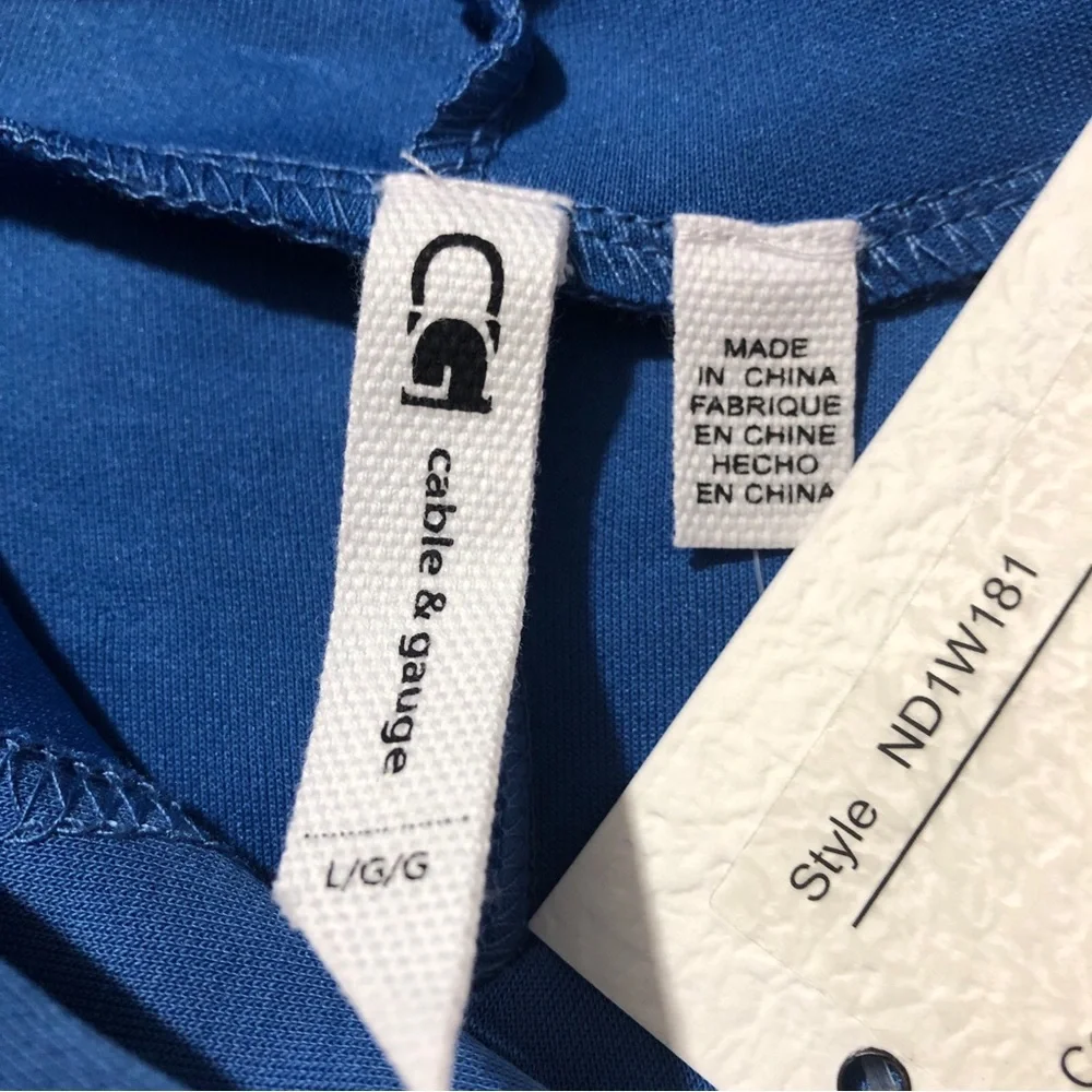 Cable & Gauge Dress Women Large Blue Blend Round Neck Hooded Short Sleeve Beach - Picture 6 of 7